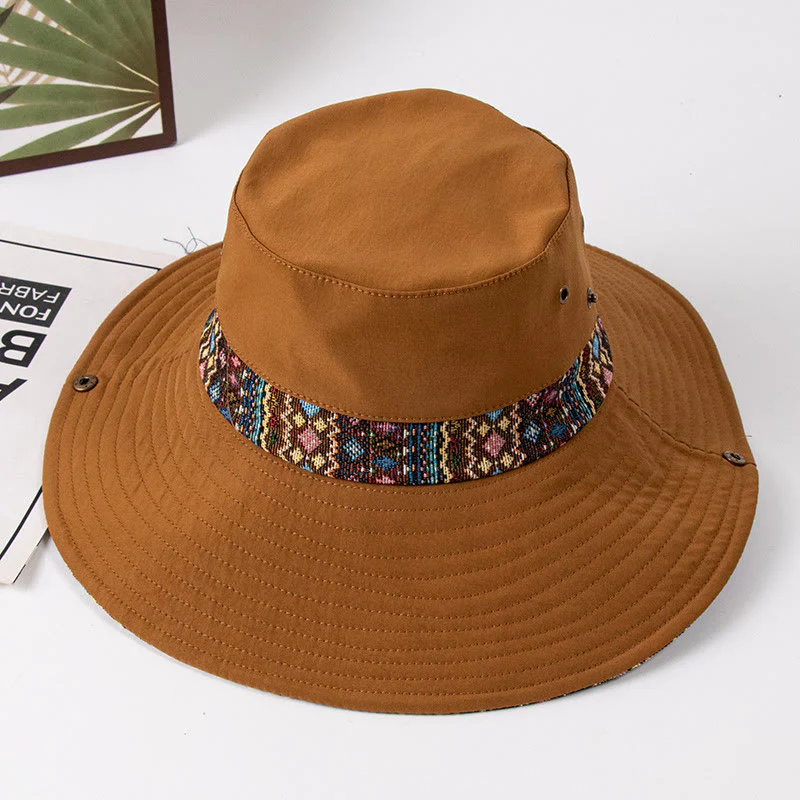 Women's Outdoor Sunshade Fisherman Hat With Metal Button - Image 5