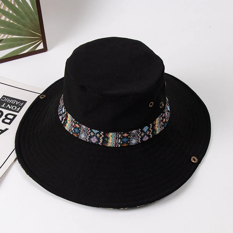 Women's Outdoor Sunshade Fisherman Hat With Metal Button - Image 6