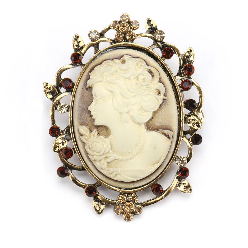 Women's Sparkling Lady Oval Cameo Brooch - Image 2