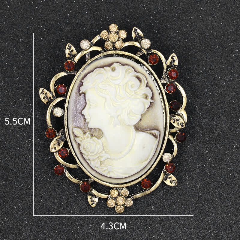 Women's Sparkling Lady Oval Cameo Brooch - Image 3