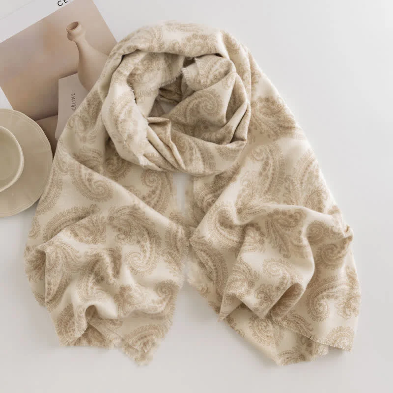Women's Paisley Fall Winter Short Tasseled Scarf - Image 9