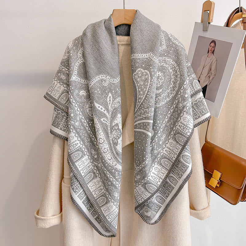 Women's Paisley Pattern Fringed Shawl Scarf - Image 4