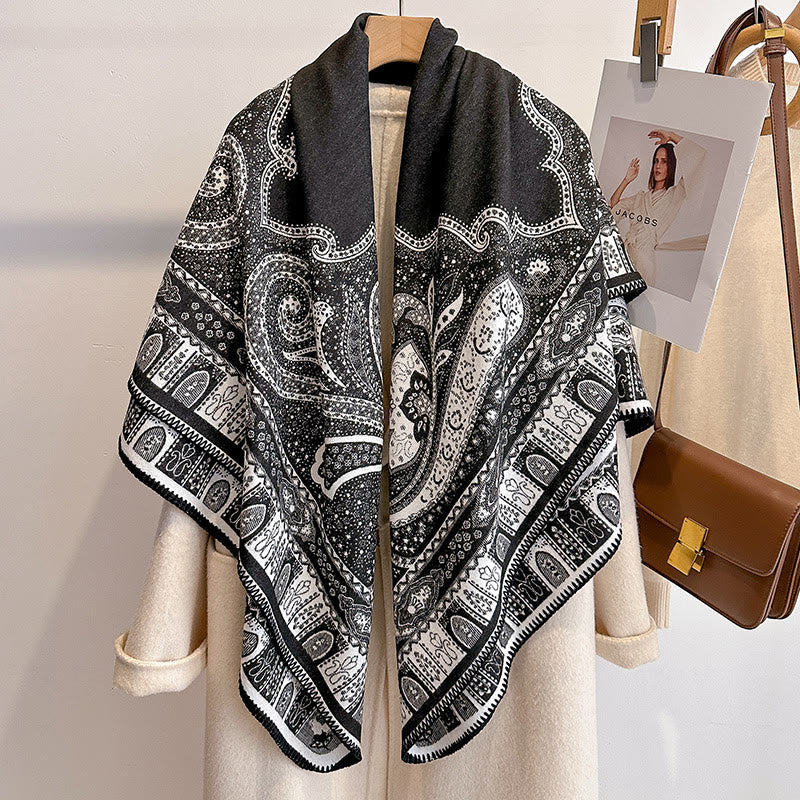 Women's Paisley Pattern Fringed Shawl Scarf - Image 6