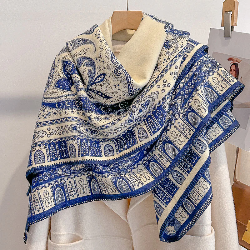 Women's Paisley Pattern Fringed Shawl Scarf - Image 8