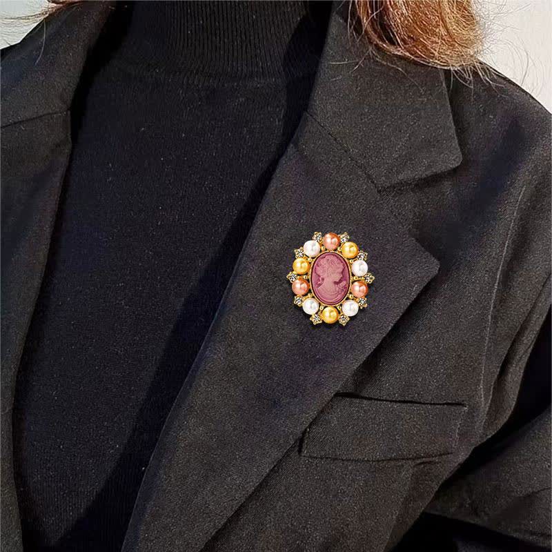 Women's Palace Relief Beauty Pearl Brooch - Image 10