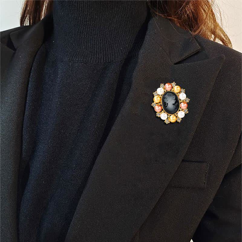 Women's Palace Relief Beauty Pearl Brooch - Image 14