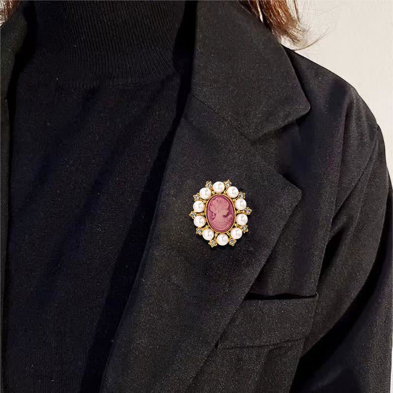 Women's Palace Relief Beauty Pearl Brooch - Image 2