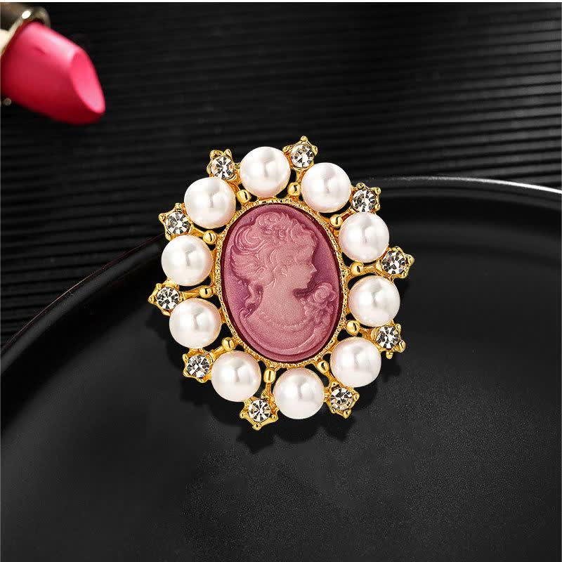 Women's Palace Relief Beauty Pearl Brooch - Image 5