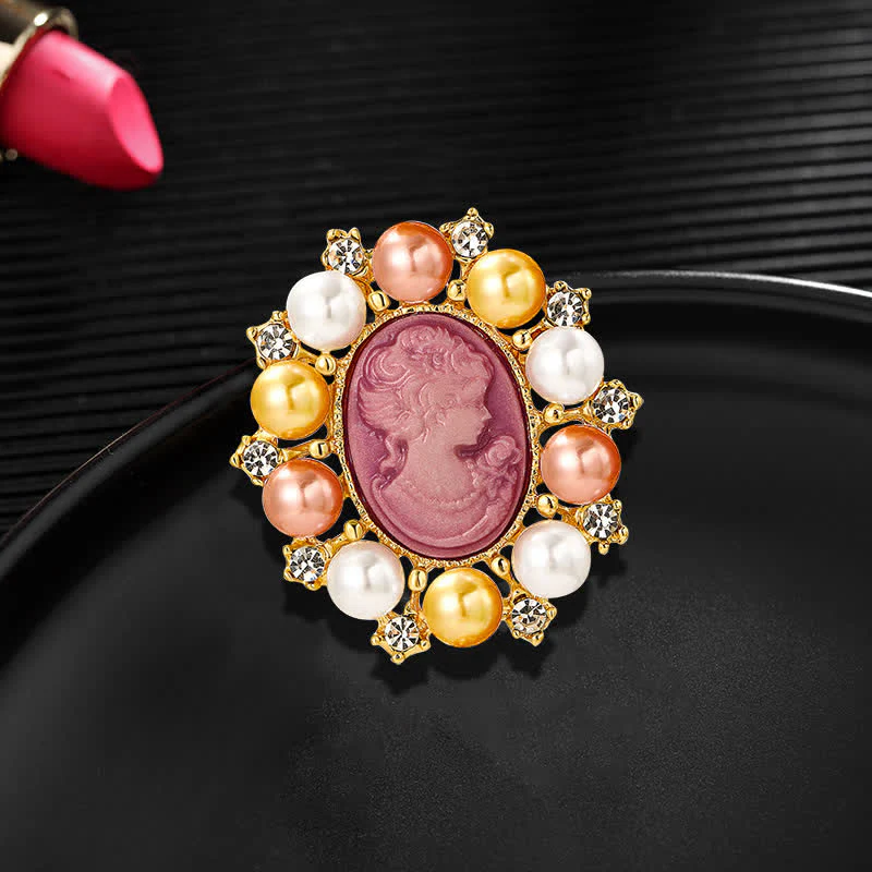 Women's Palace Relief Beauty Pearl Brooch - Image 9