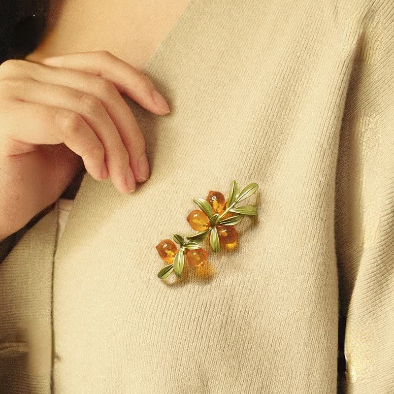 Women's Pastoral Orange Fruit Berry Brooch - Image 2