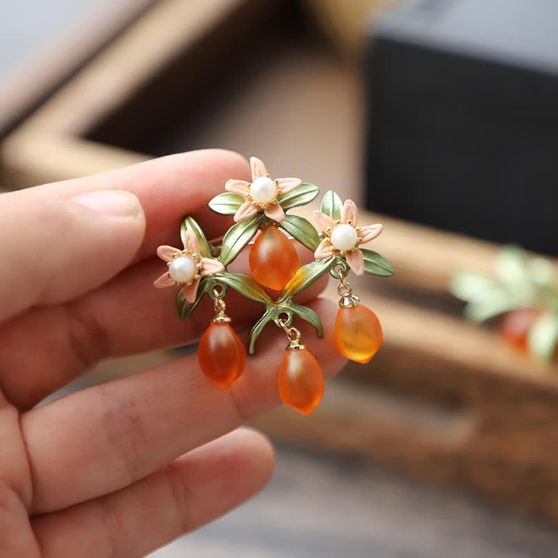 Women's Pastoral Orange Fruit Berry Brooch - Image 5
