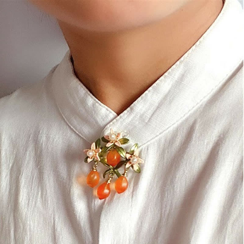 Women's Pastoral Orange Fruit Berry Brooch - Image 6