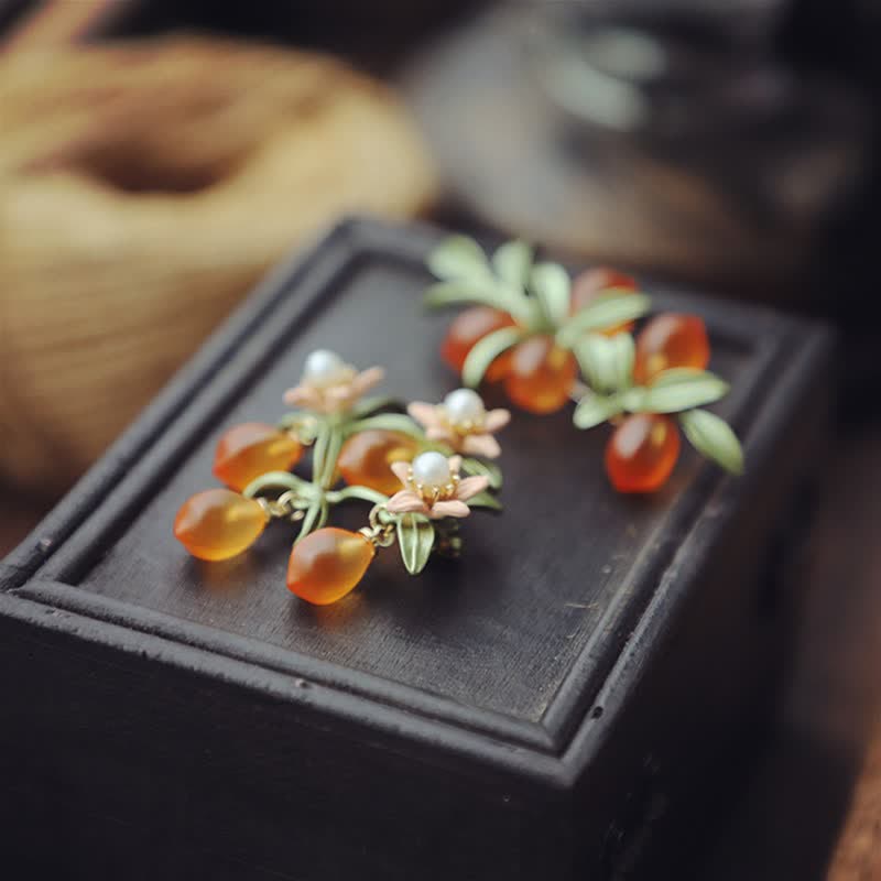 Women's Pastoral Orange Fruit Berry Brooch - Image 8