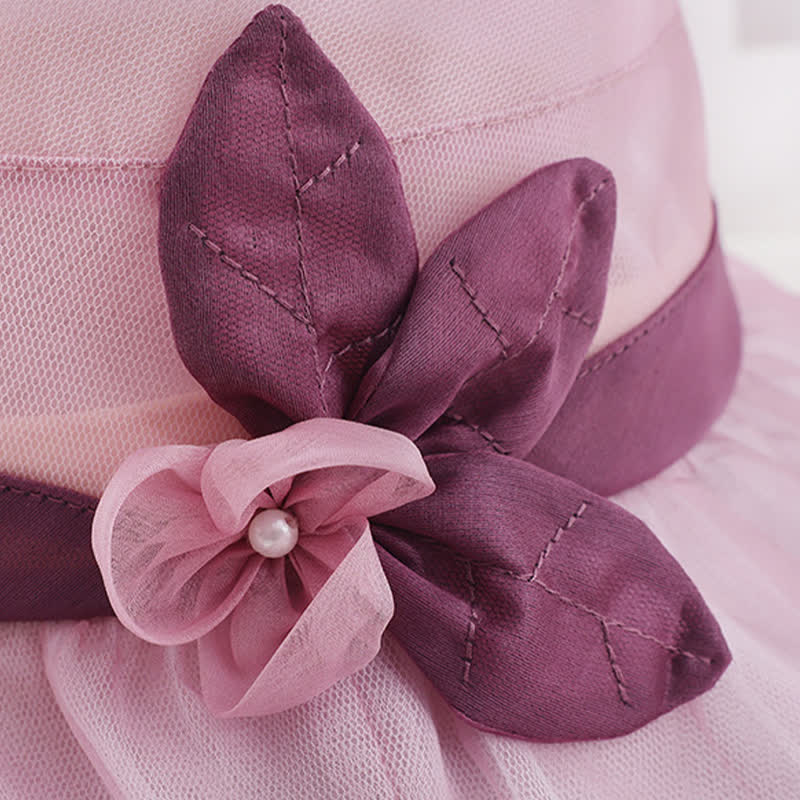 Women's Pearls Embellished Floral Wide Brim Silk Sun Hat - Image 6