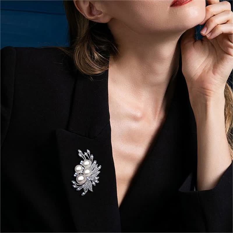Women's Phoenixes Flower Pearl Brooch - Image 2