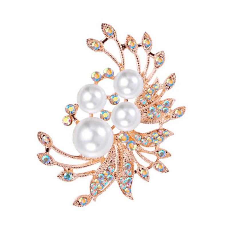 Women's Phoenixes Flower Pearl Brooch - Image 7