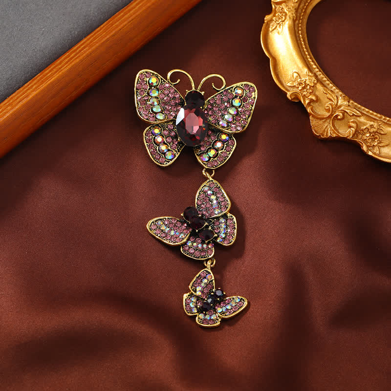 Women's Playful Triple Butterflies Brooch - Image 10
