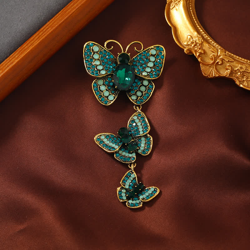 Women's Playful Triple Butterflies Brooch - Image 11