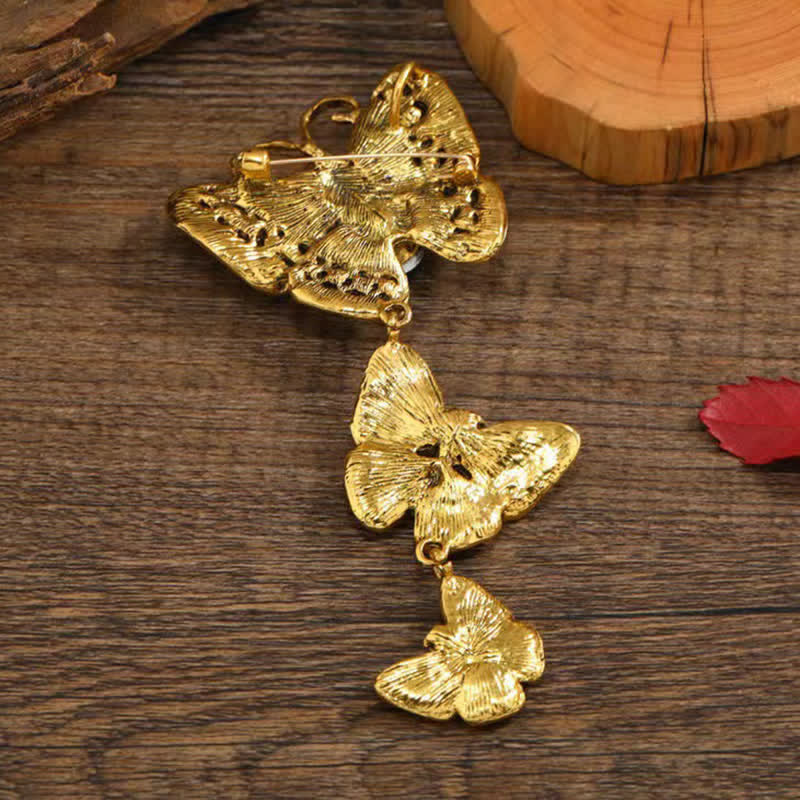 Women's Playful Triple Butterflies Brooch - Image 6