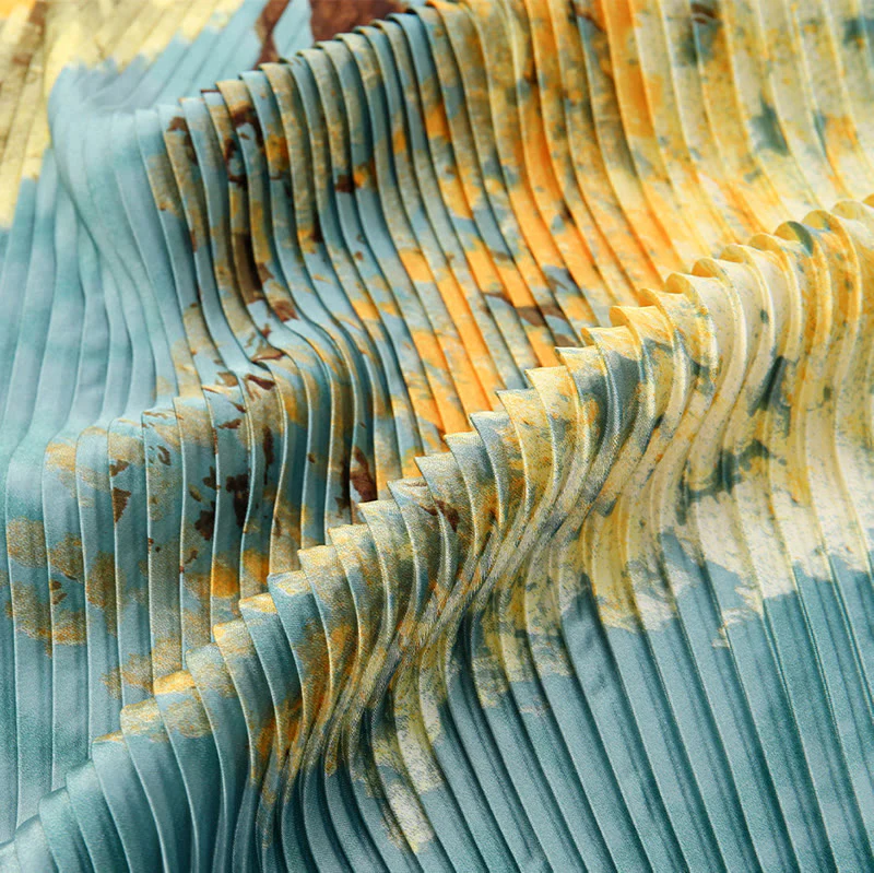 Women's Pleated Artistic Pattern Lightweight Flowy All-Season Scarf - Image 3