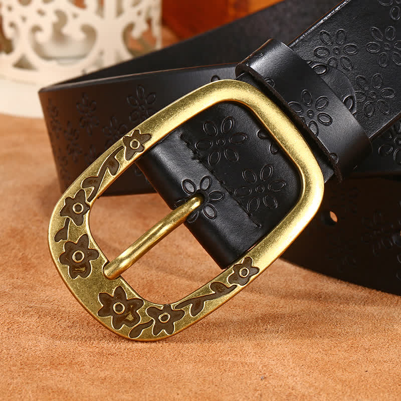 Women's Plum Blossom Pattern Leather Belt - Image 4