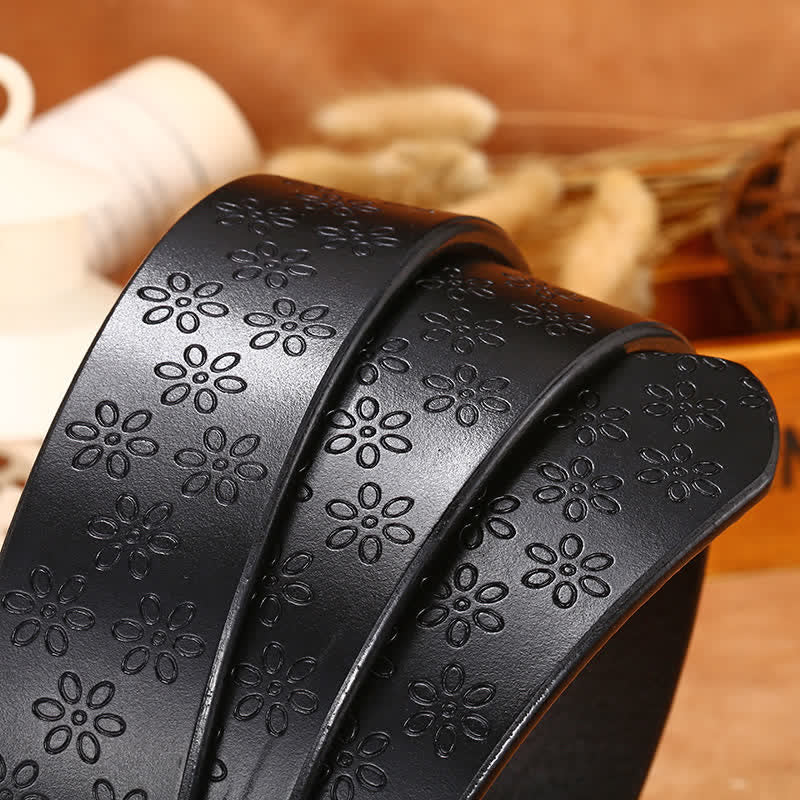 Women's Plum Blossom Pattern Leather Belt - Image 5