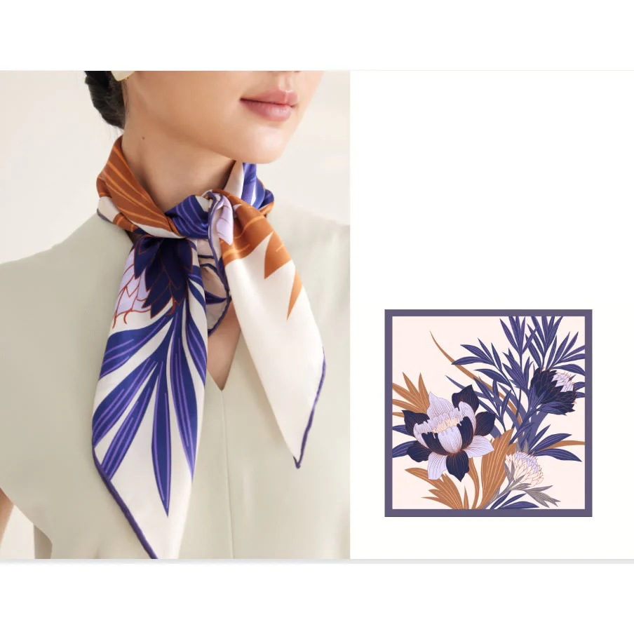 Women's Protea Floral Spring Silk Thin Scarf - Image 4