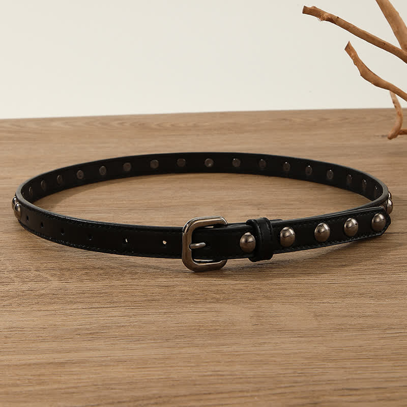 Women's Punk Rock Round Studded Leather Belt - Image 13