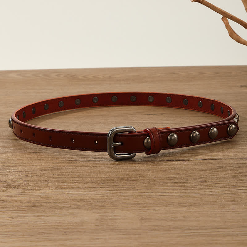 Women's Punk Rock Round Studded Leather Belt - Image 3