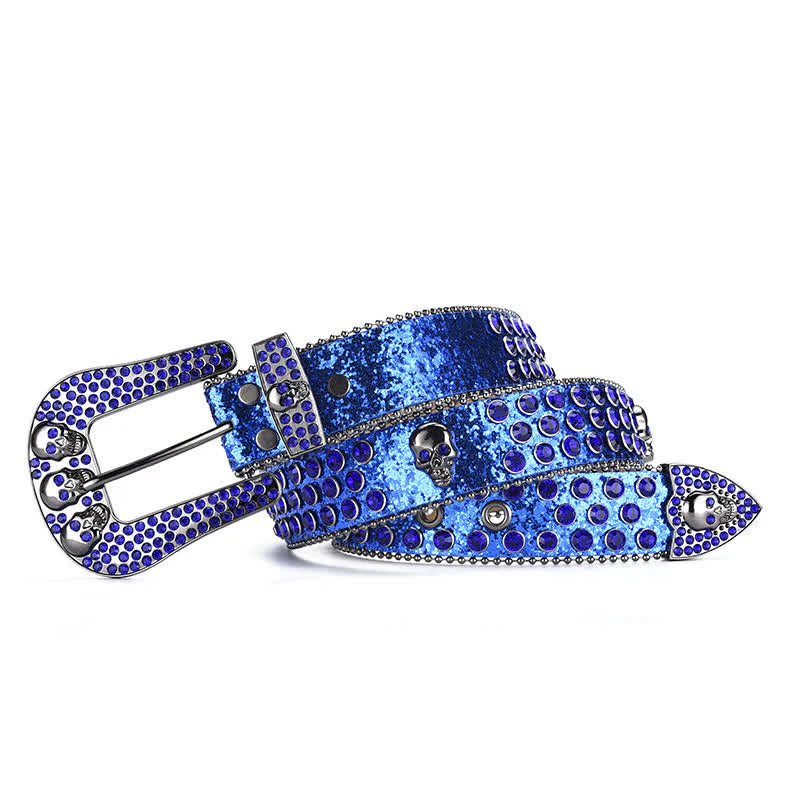 Women's Punk Skull Buckle Bead Edge Leather Belt - Image 19