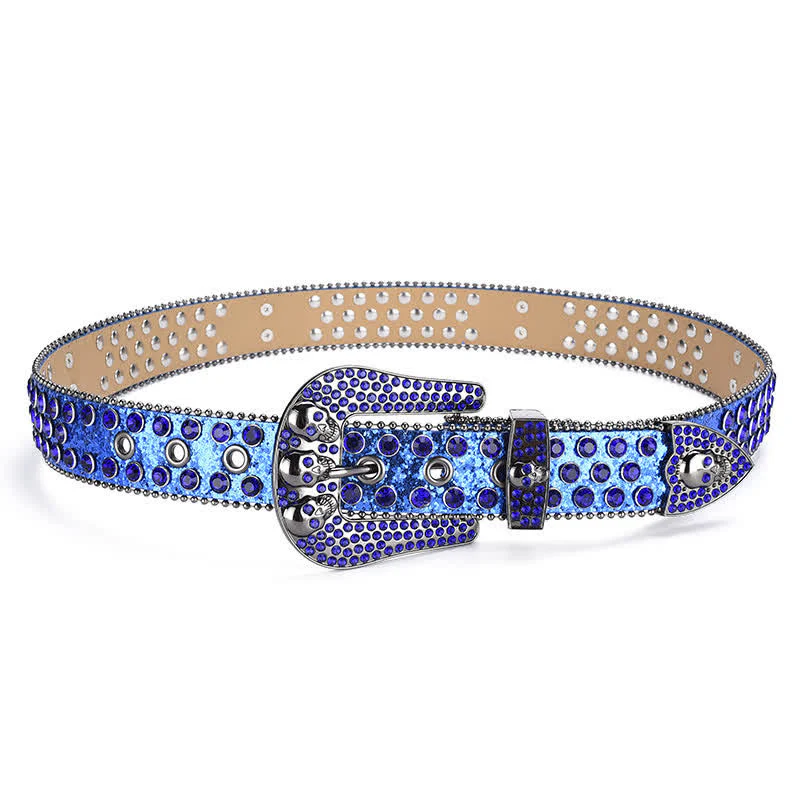 Women's Punk Skull Buckle Bead Edge Leather Belt - Image 20