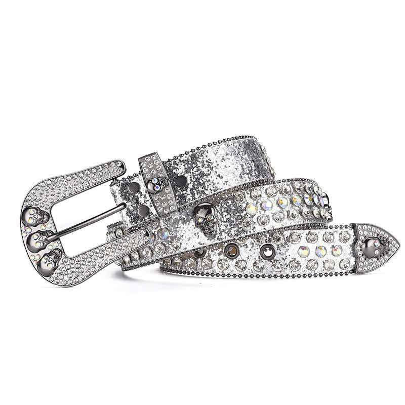 Women's Punk Skull Buckle Bead Edge Leather Belt - Image 23