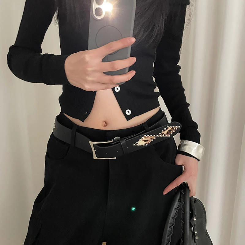 Women's Punk Style Rivet Leopard Decor Leather Belt - Image 5