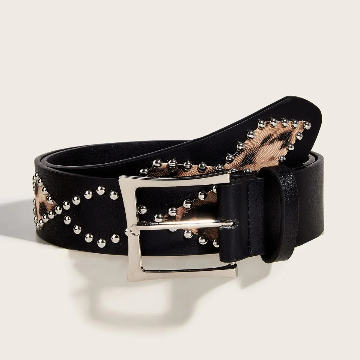 Women's Punk Style Rivet Leopard Decor Leather Belt - Image 6