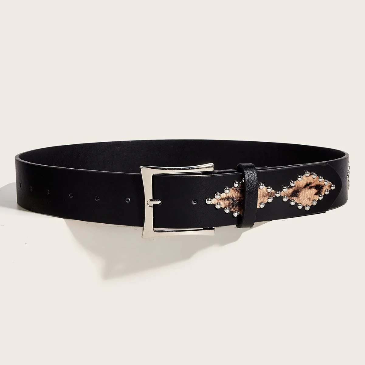 Women's Punk Style Rivet Leopard Decor Leather Belt - Image 7