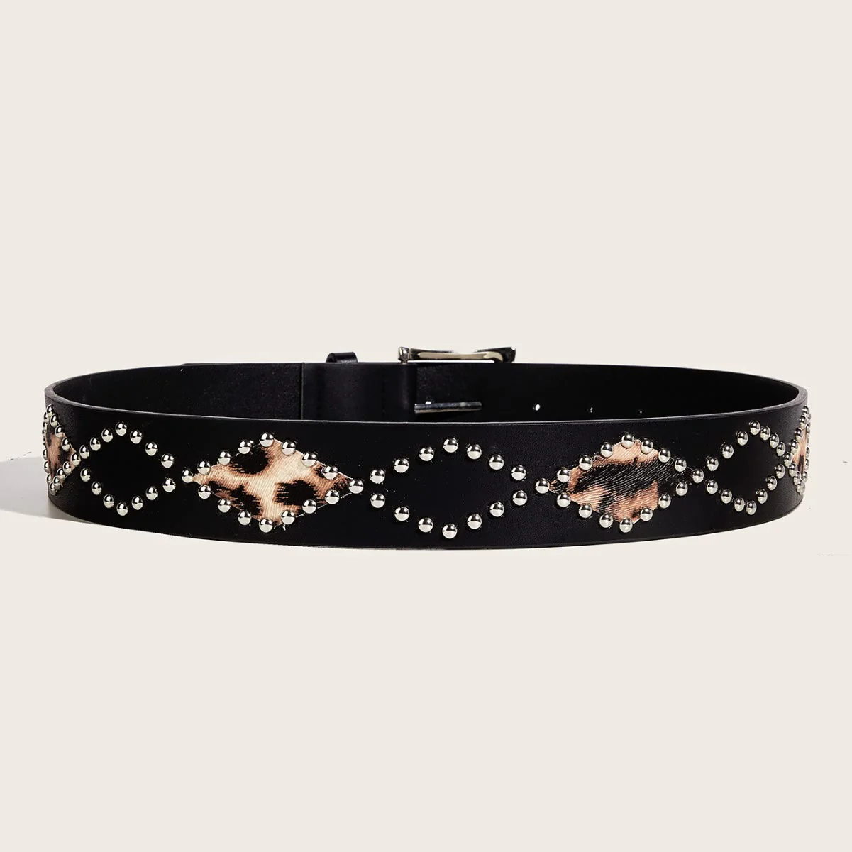 Women's Punk Style Rivet Leopard Decor Leather Belt - Image 8