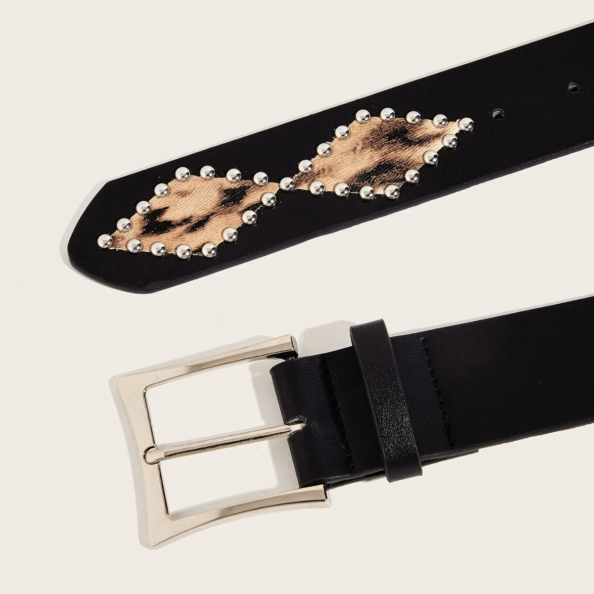 Women's Punk Style Rivet Leopard Decor Leather Belt - Image 9