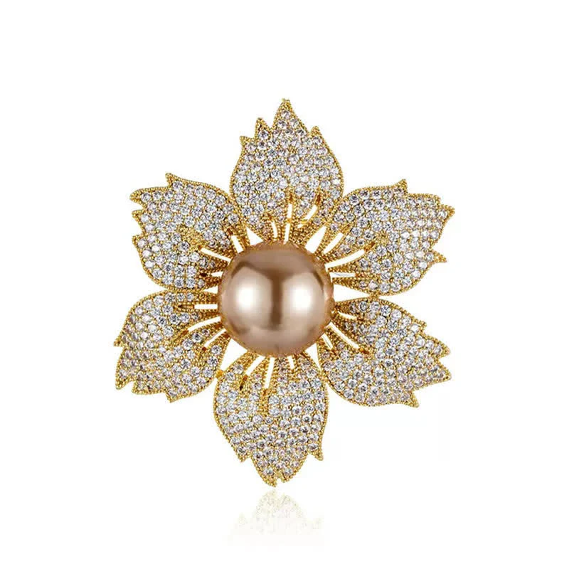 Women's Bright Pearl Luxury Bauhinia Brooch - Image 4