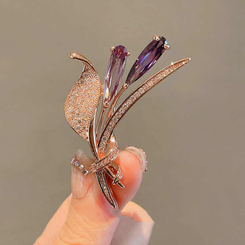 Women's Purple Lily Delicate Flower Brooch - Image 2