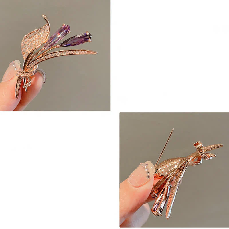 Women's Purple Lily Delicate Flower Brooch - Image 4