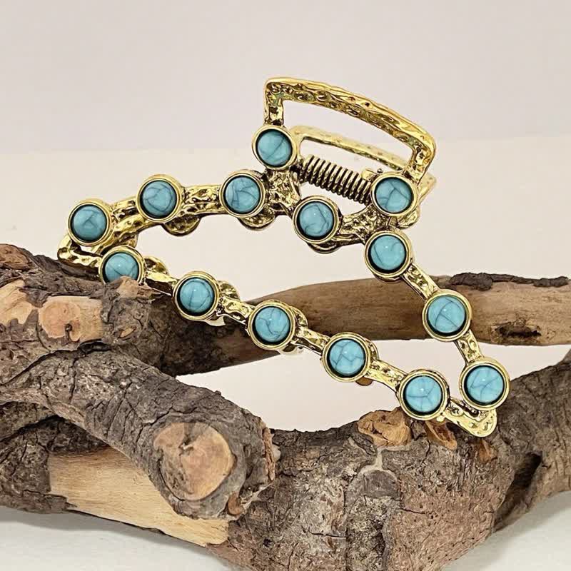 Women's Retro Blue Turquoise Ancient Hair Claw Clip - Image 6