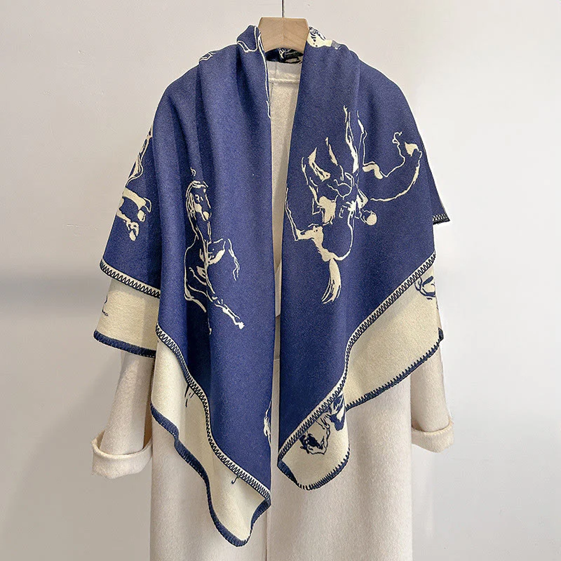 Women's Retro Horse Pattern Shawl Scarf