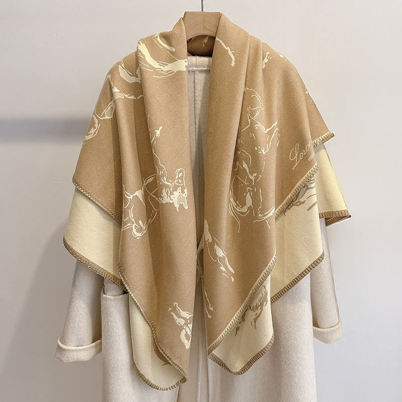 Women's Retro Horse Pattern Shawl Scarf - Image 8