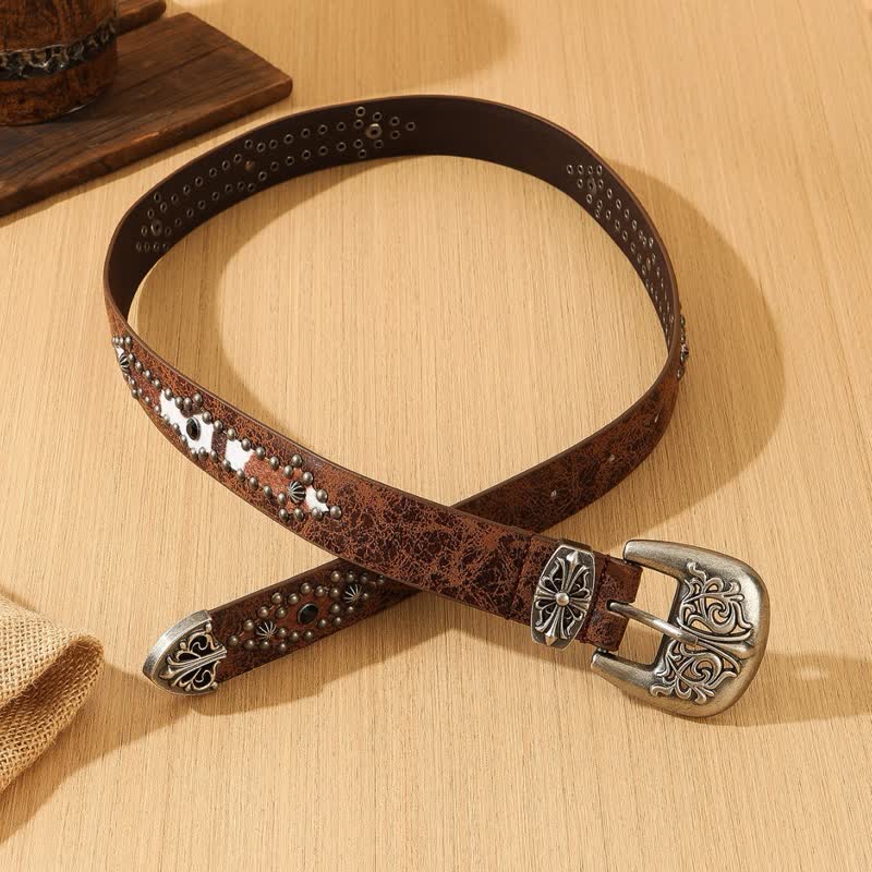 Women's Retro Imitated Furs Splicing Leather Belt - Image 3