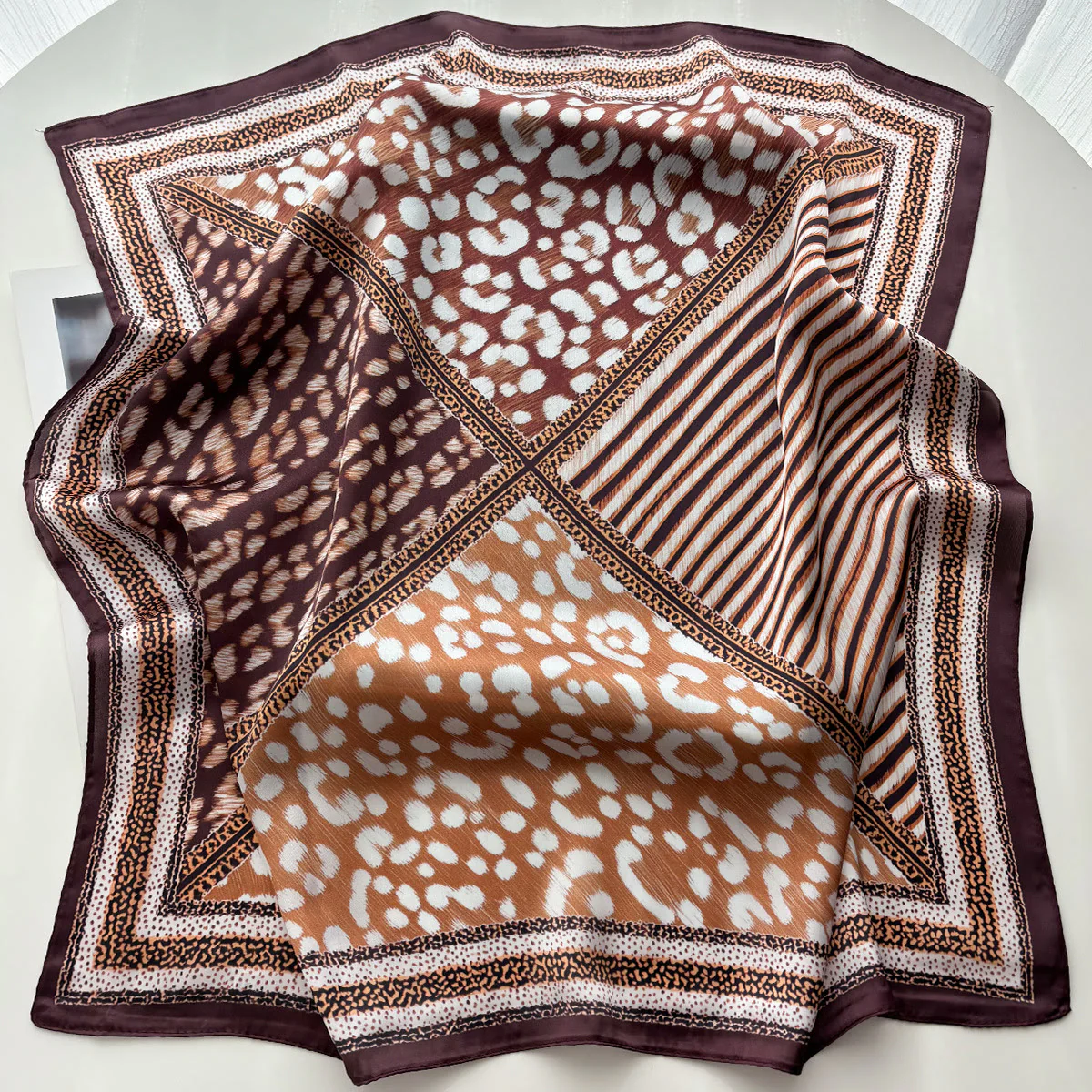 Women's Retro Mixed Pattern Silk Square Scarf - Image 2