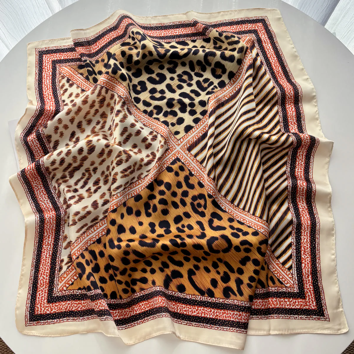 Women's Retro Mixed Pattern Silk Square Scarf - Image 6