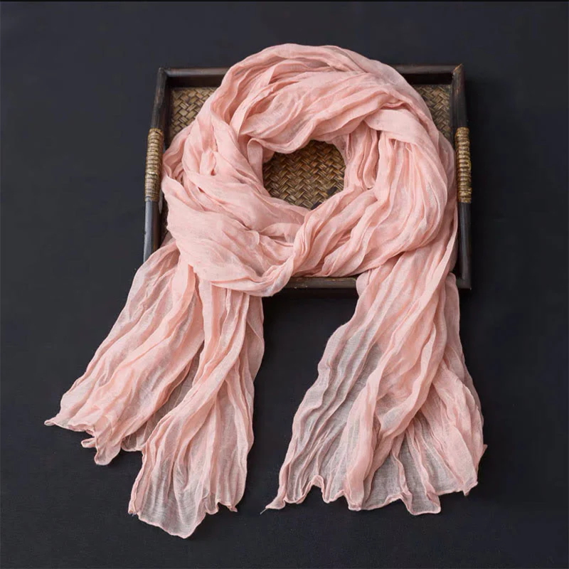 Women's Retro Solid Color Cotton Linen Thin Scarf - Image 10