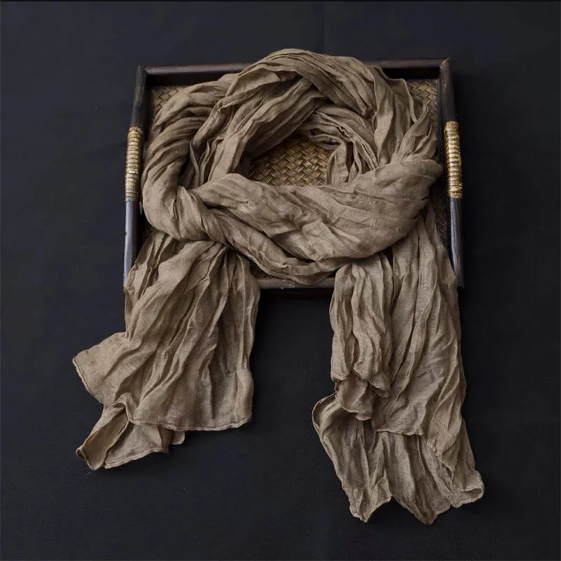 Women's Retro Solid Color Cotton Linen Thin Scarf - Image 12