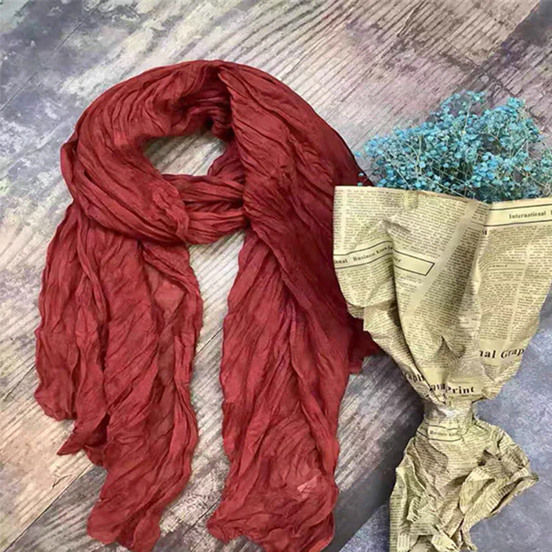 Women's Retro Solid Color Cotton Linen Thin Scarf - Image 13