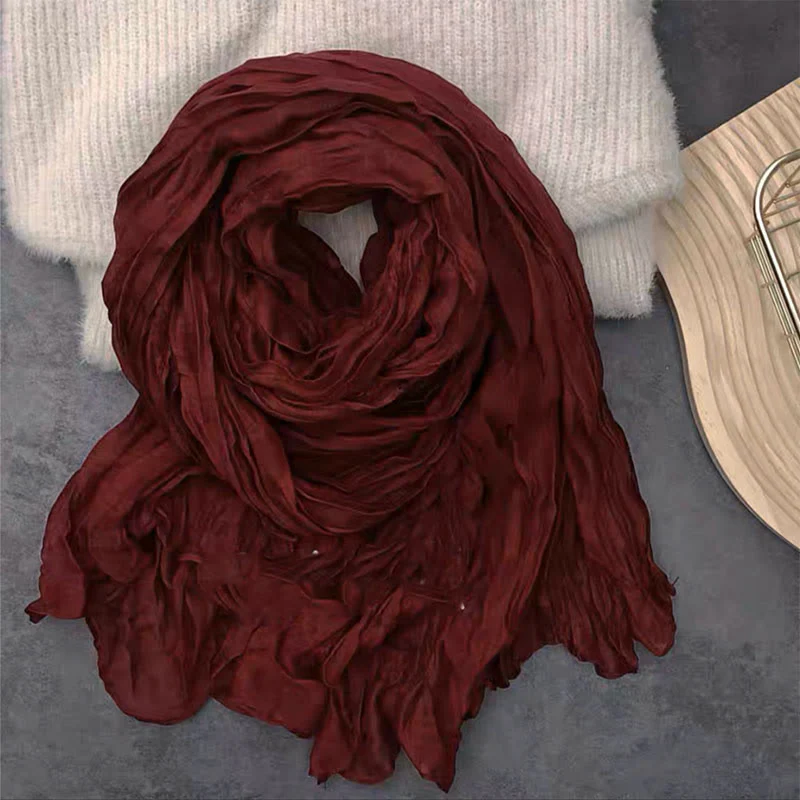 Women's Retro Solid Color Cotton Linen Thin Scarf - Image 14